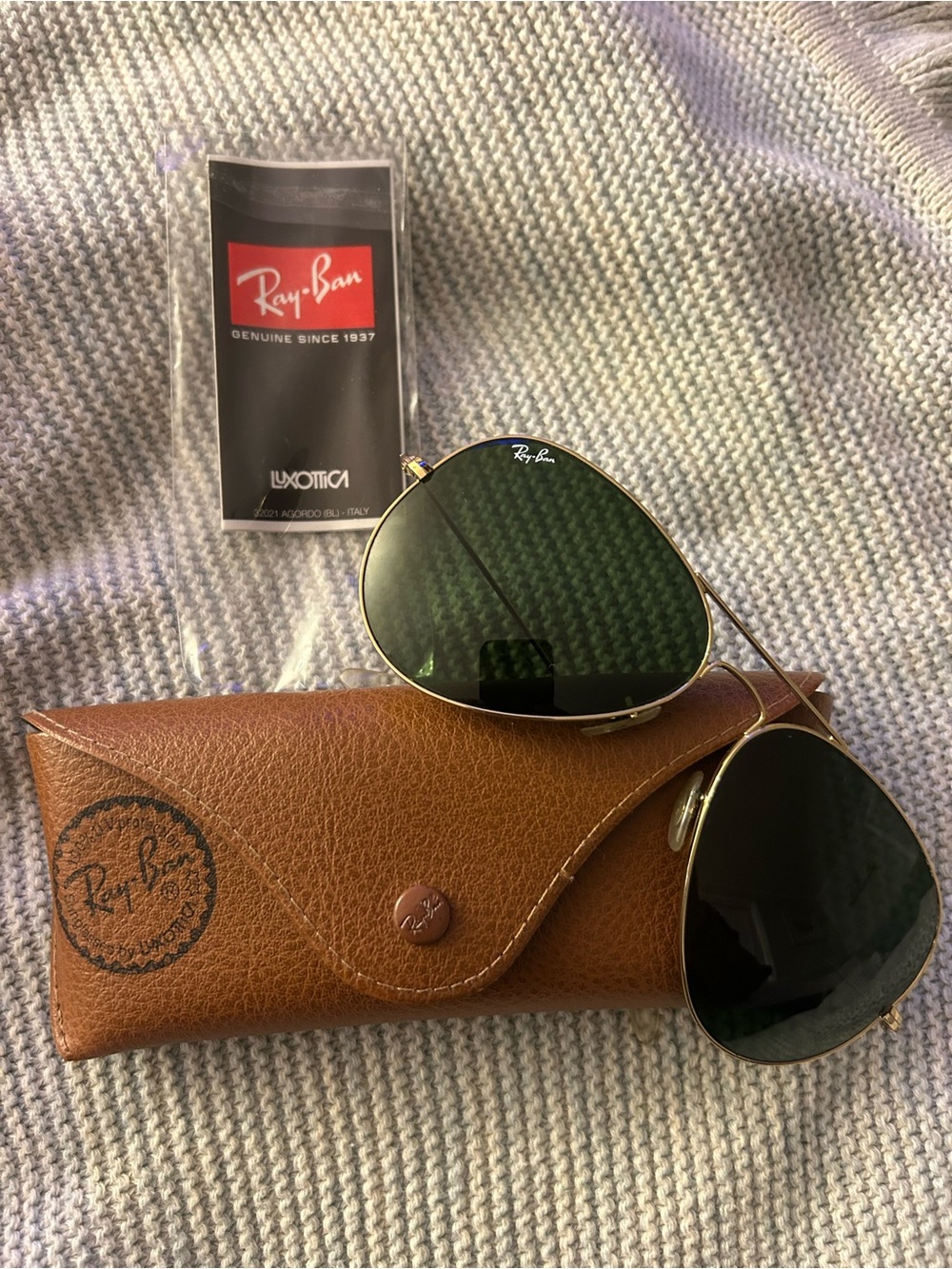 Ray-Ban Aviator Sunglasses — Gold Frame with Green Lenses